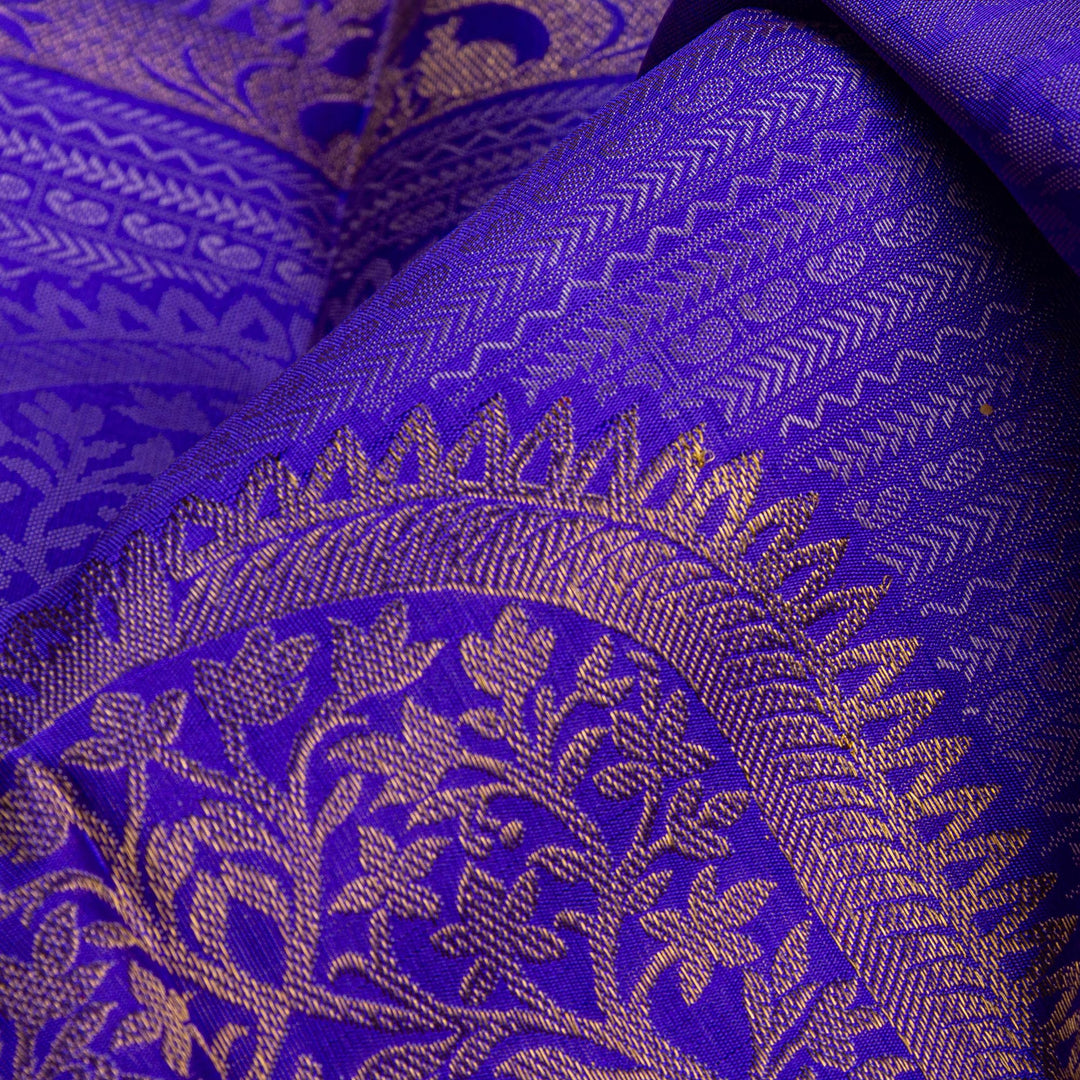 Kuberan Royal Blue Beige Kanchivaram Silk Saree