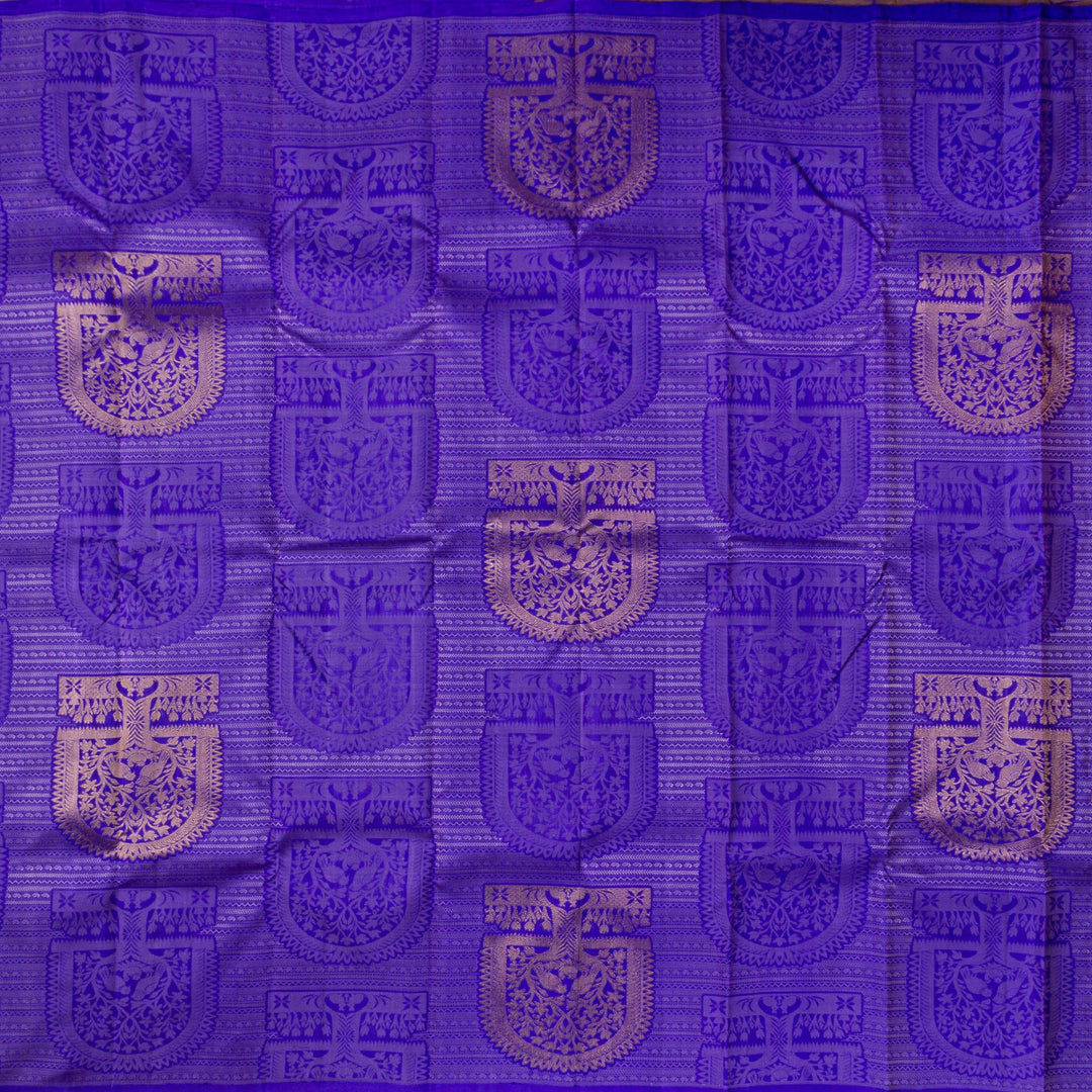 Kuberan Royal Blue Beige Kanchivaram Silk Saree