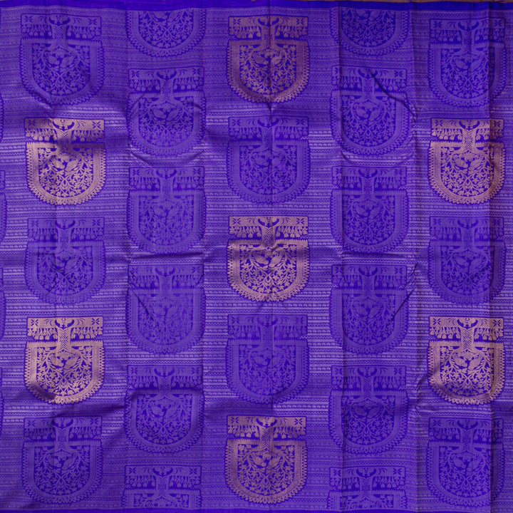 Kuberan Royal Blue Beige Kanchivaram Silk Saree