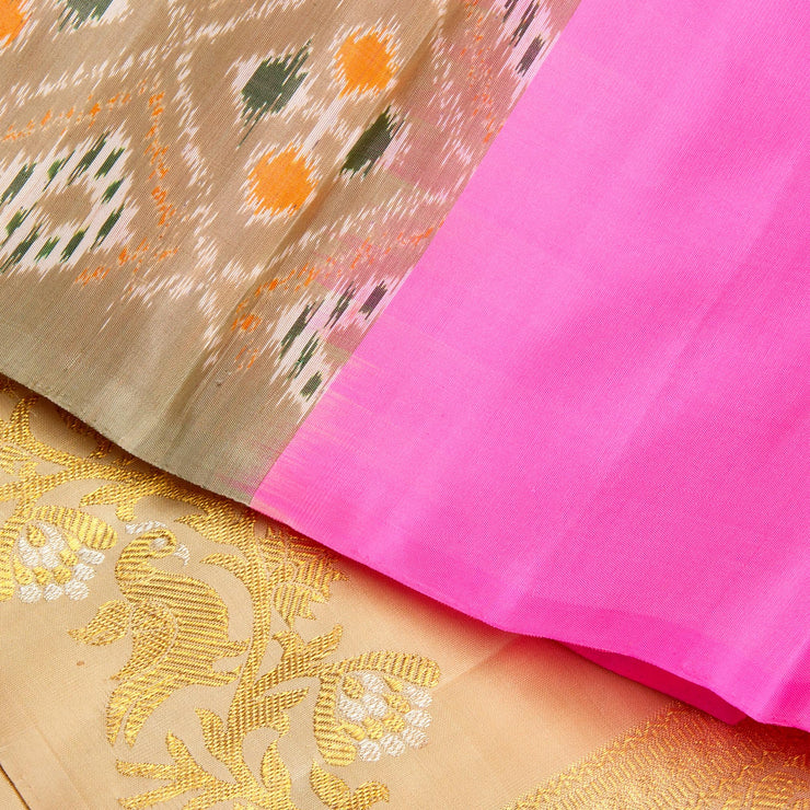 Kuberan Pink Cream Kanchivaram Silk Saree