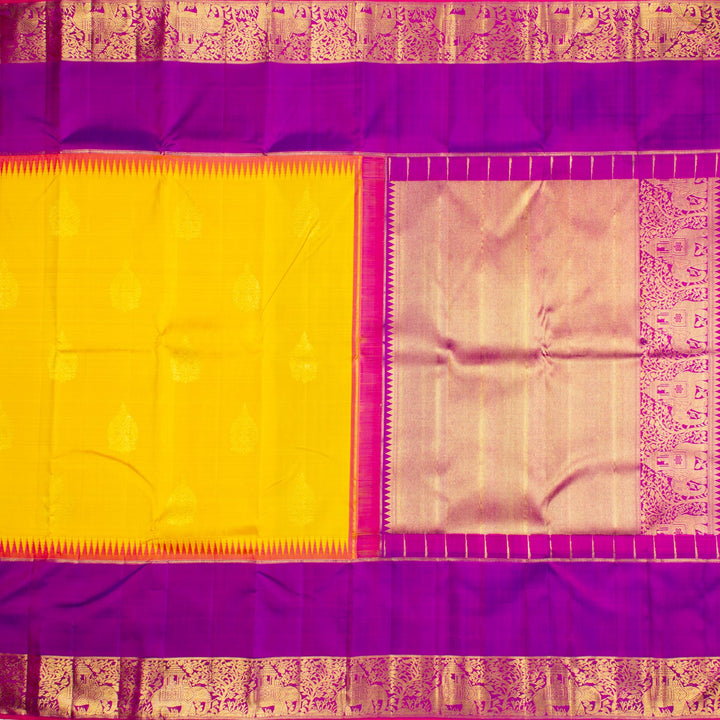 Kuberan Yellow Purple Kanchivaram Silk Saree