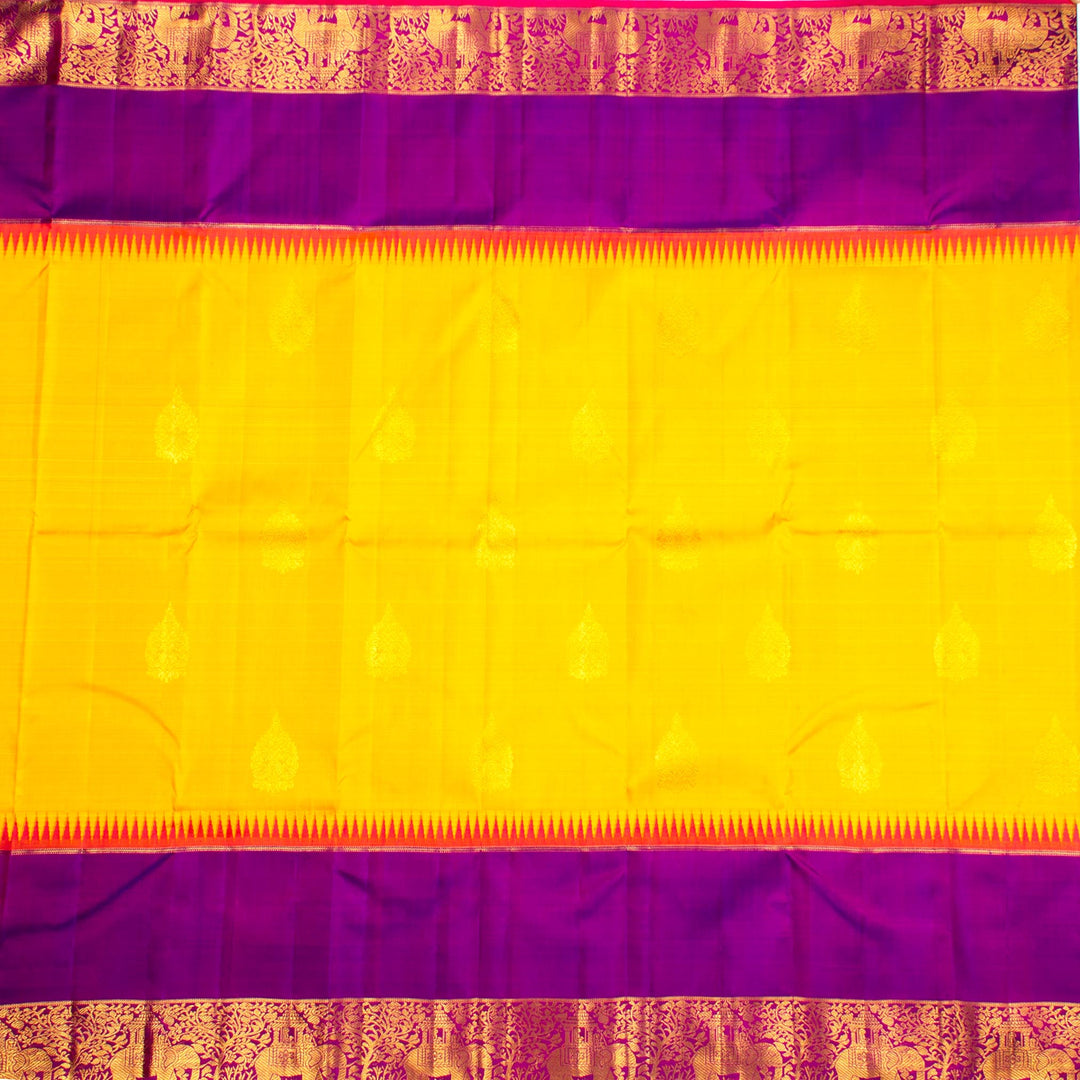 Kuberan Yellow Purple Kanchivaram Silk Saree