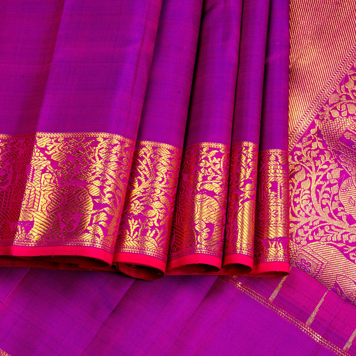 Kuberan Yellow Purple Kanchivaram Silk Saree