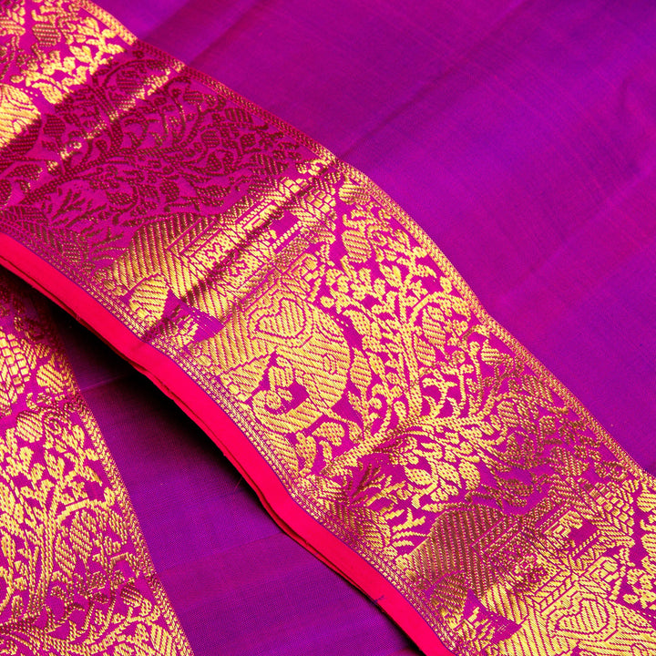 Kuberan Yellow Purple Kanchivaram Silk Saree