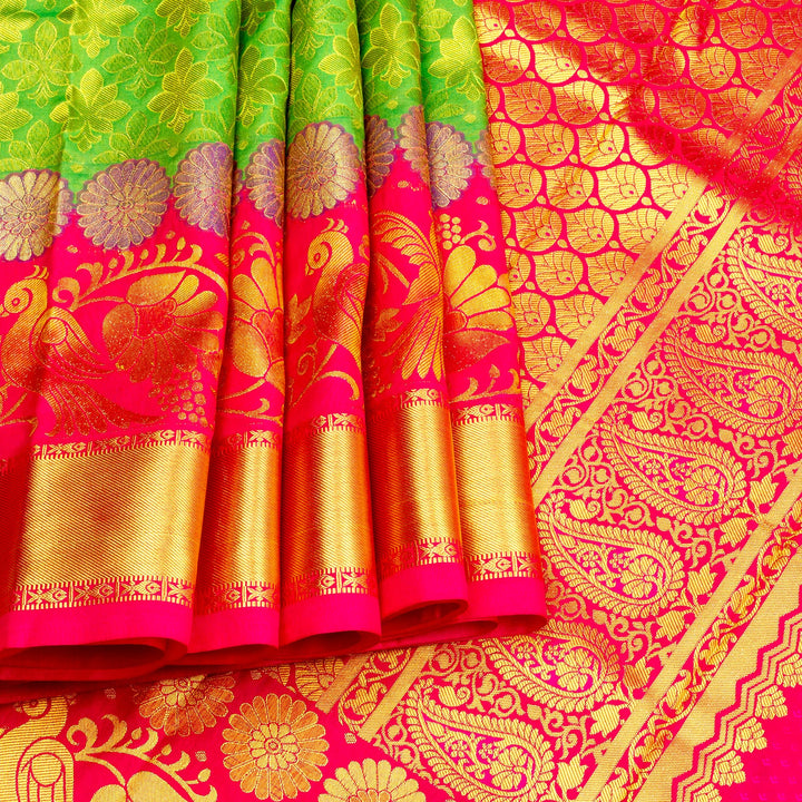 Kuberan Green Red Art Silk Saree
