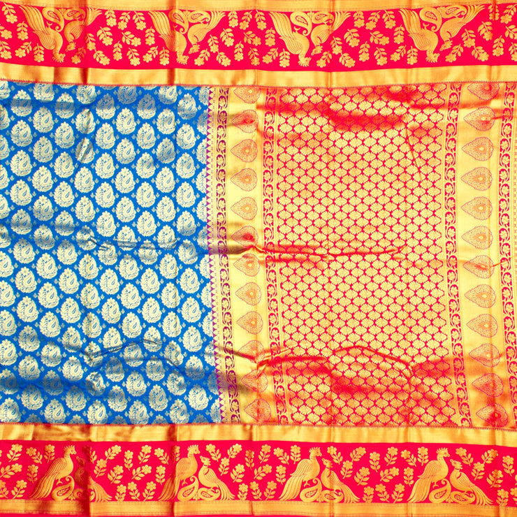 Kuberan Blue Red  Art Silk Saree