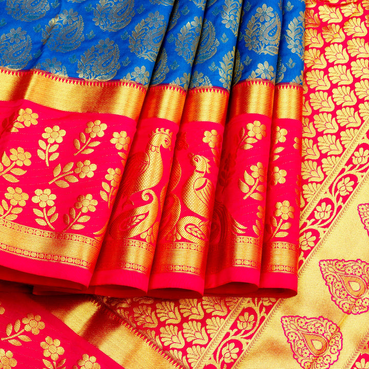 Kuberan Blue Red  Art Silk Saree