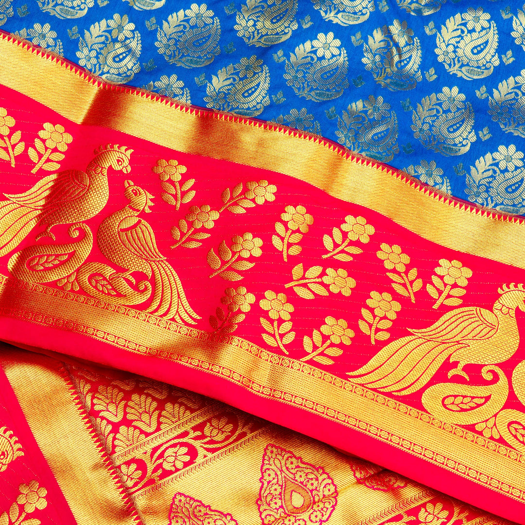 Kuberan Blue Red  Art Silk Saree