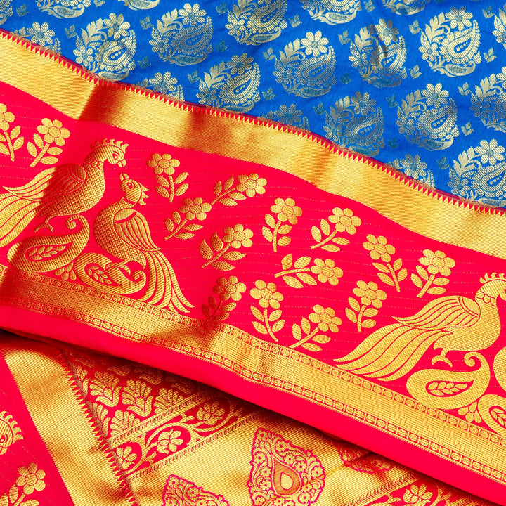 Kuberan Blue Red  Art Silk Saree