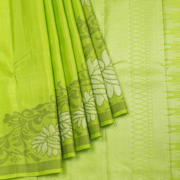 Kuberan Parrot Green Kanchivaram Silk Saree