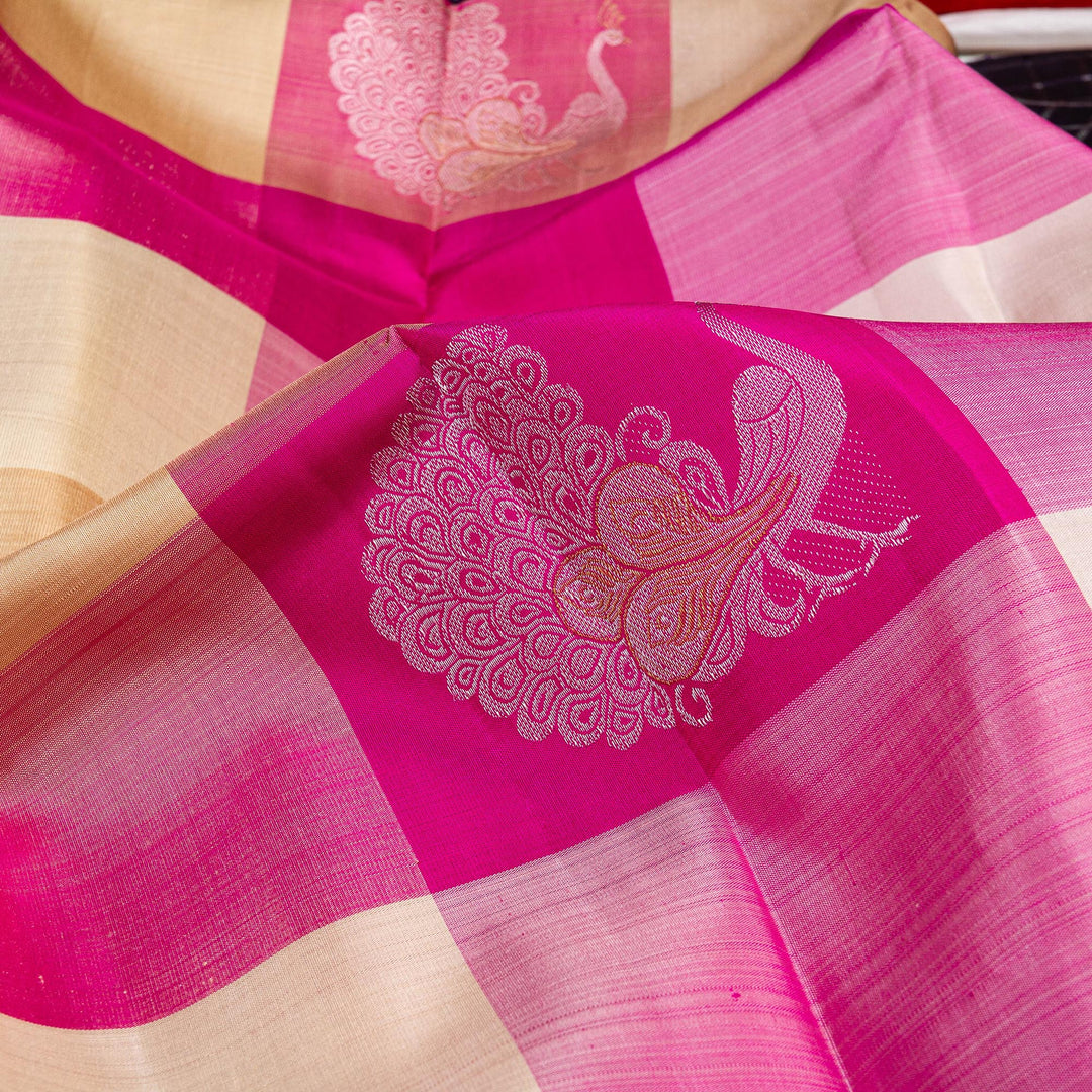Kuberan Navy Blue Pink Kanchivaram Silk Saree