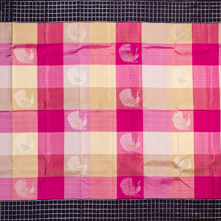 Kuberan Navy Blue Pink Kanchivaram Silk Saree