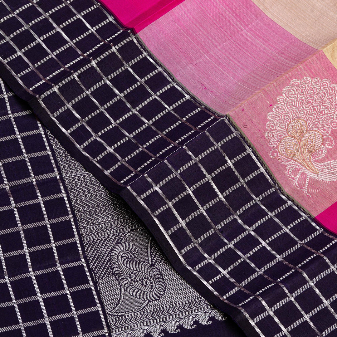 Kuberan Navy Blue Pink Kanchivaram Silk Saree
