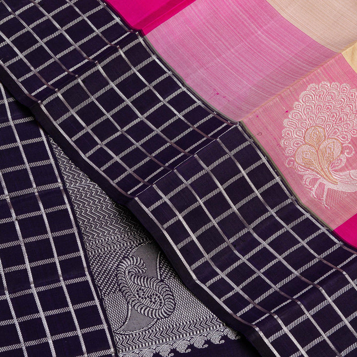Kuberan Navy Blue Pink Kanchivaram Silk Saree