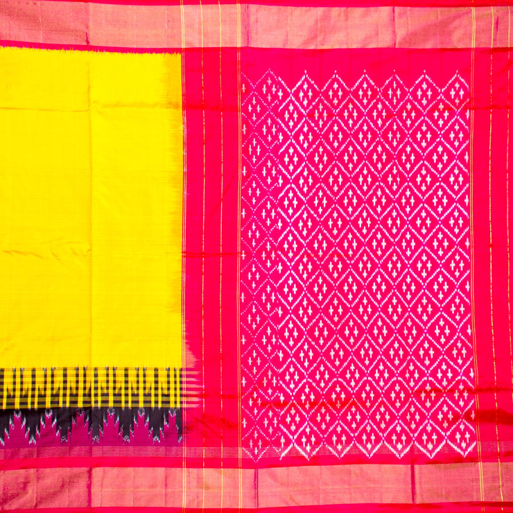 Kuberan Yellow Pink Pochampally Silk Saree