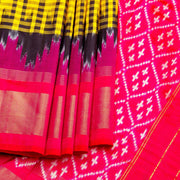 Kuberan Yellow Pink Pochampally Silk Saree