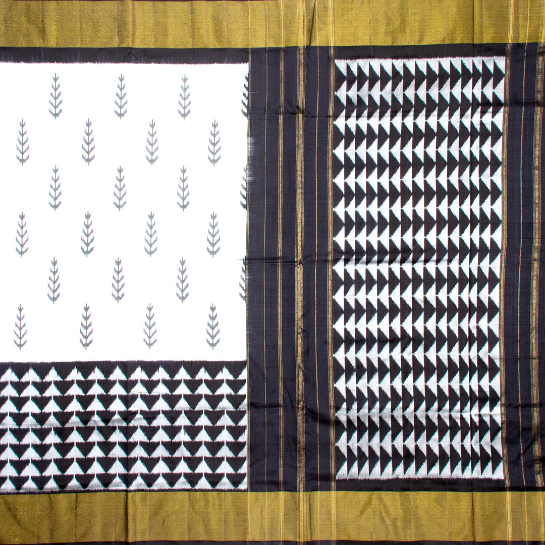 Kuberan White Black Pochampally Silk Saree
