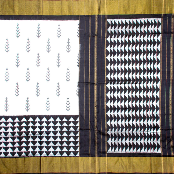 Kuberan White Black Pochampally Silk Saree