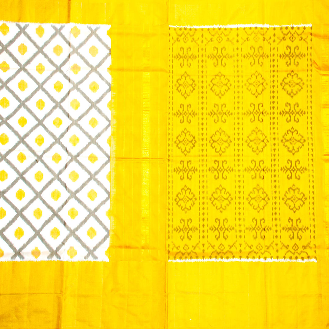 Kuberan White Yellow Pochampally Silk Saree