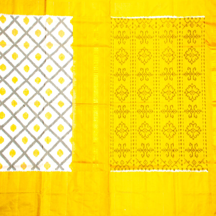 Kuberan White Yellow Pochampally Silk Saree