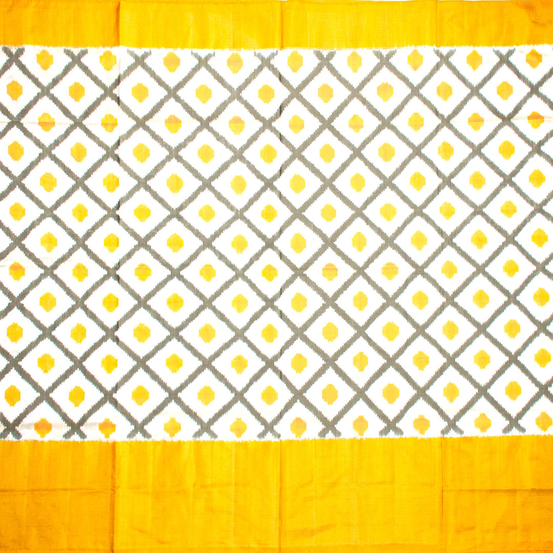 Kuberan White Yellow Pochampally Silk Saree
