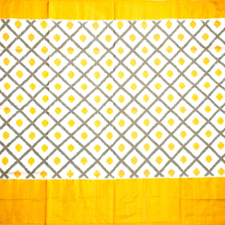 Kuberan White Yellow Pochampally Silk Saree