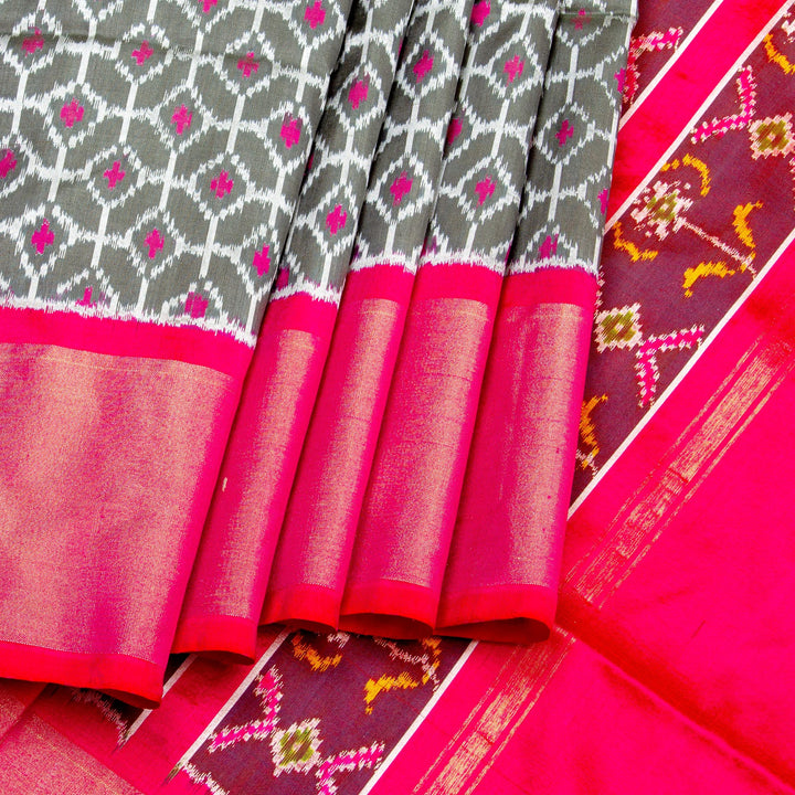 Kuberan Black Pink Pochampally Silk Saree