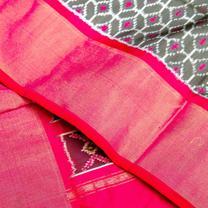 Kuberan Black Pink Pochampally Silk Saree