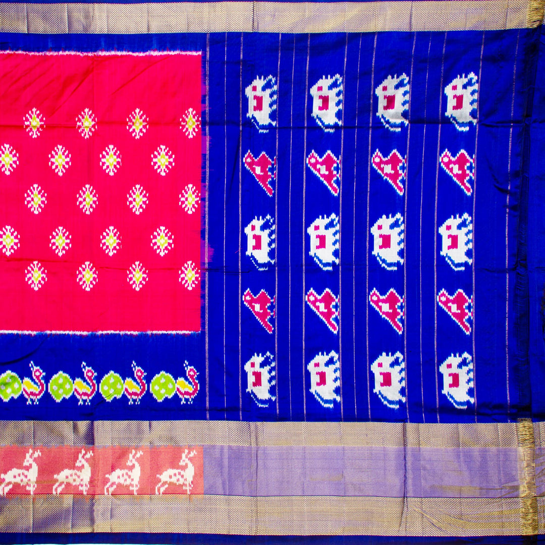 Kuberan Pink Blue Pochampally Silk Saree