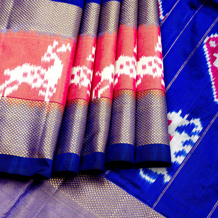Kuberan Pink Blue Pochampally Silk Saree