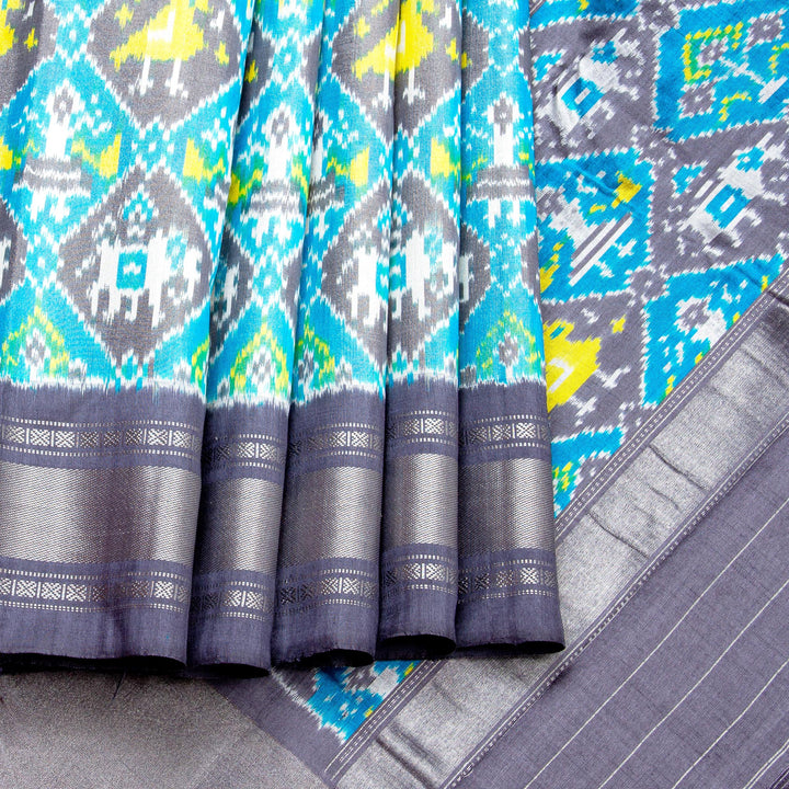 Kuberan Blue Grey Pochampally Silk Saree