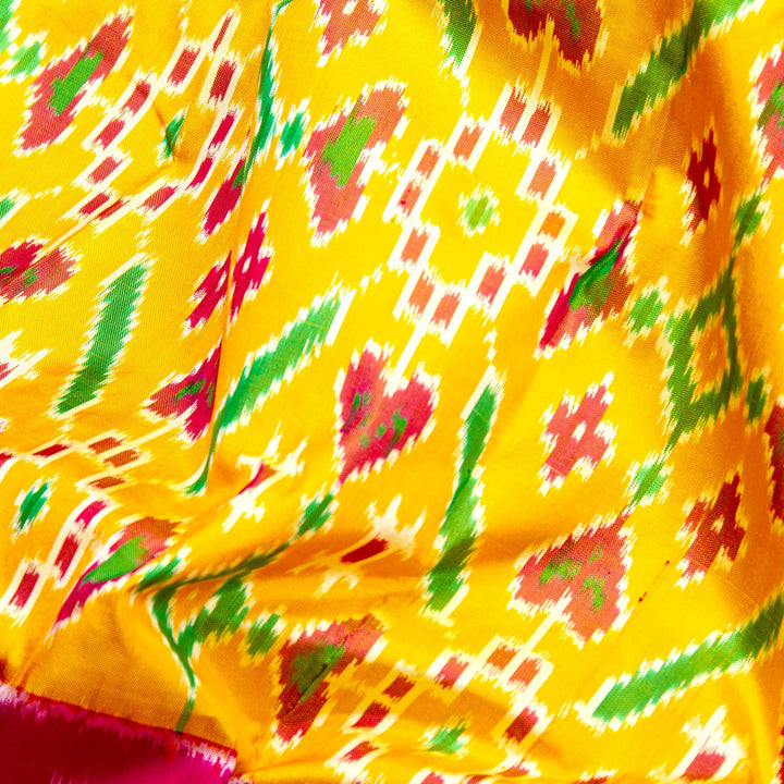Kuberan Yellow Pink Pochampally Pavada