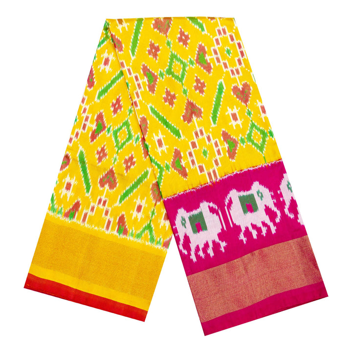 Kuberan Yellow Pink Pochampally Pavada