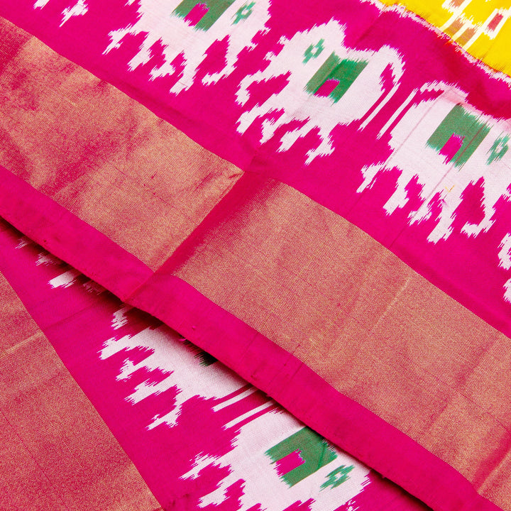 Kuberan Yellow Pink Pochampally Pavada