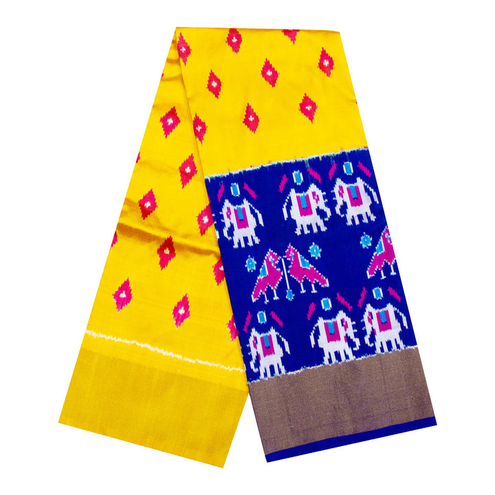 Kuberan Yellow Blue Pochampally Pavada