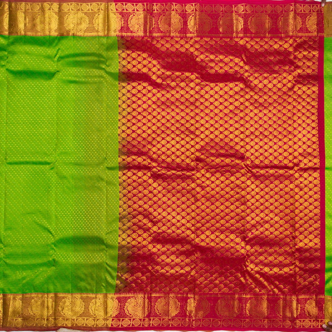 Kuberan Green Red Silk Saree