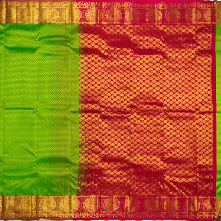 Kuberan Green Red Silk Saree