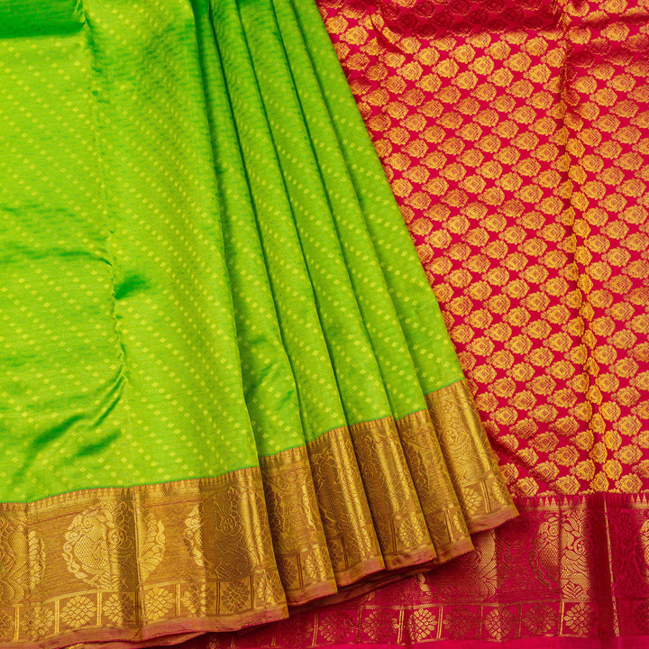 Kuberan Green Red Silk Saree