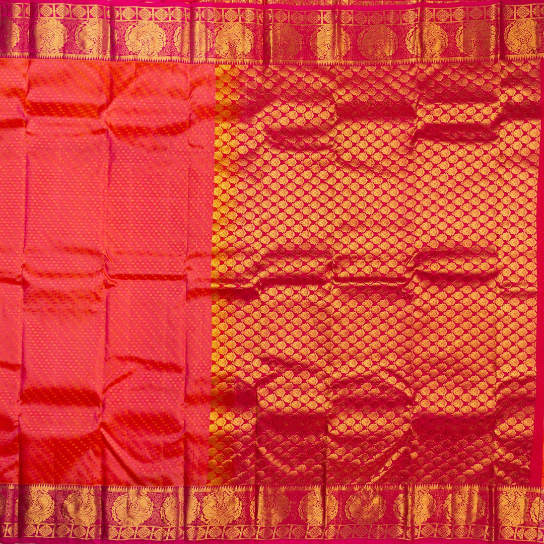 Kuberan Peach Pink Pure Silk Saree