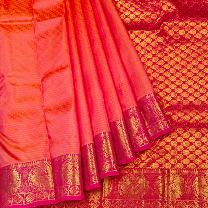 Kuberan Peach Pink Pure Silk Saree