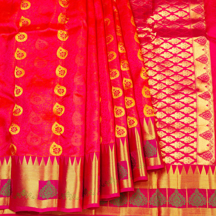 Kuberan Orange Pure Silk Saree