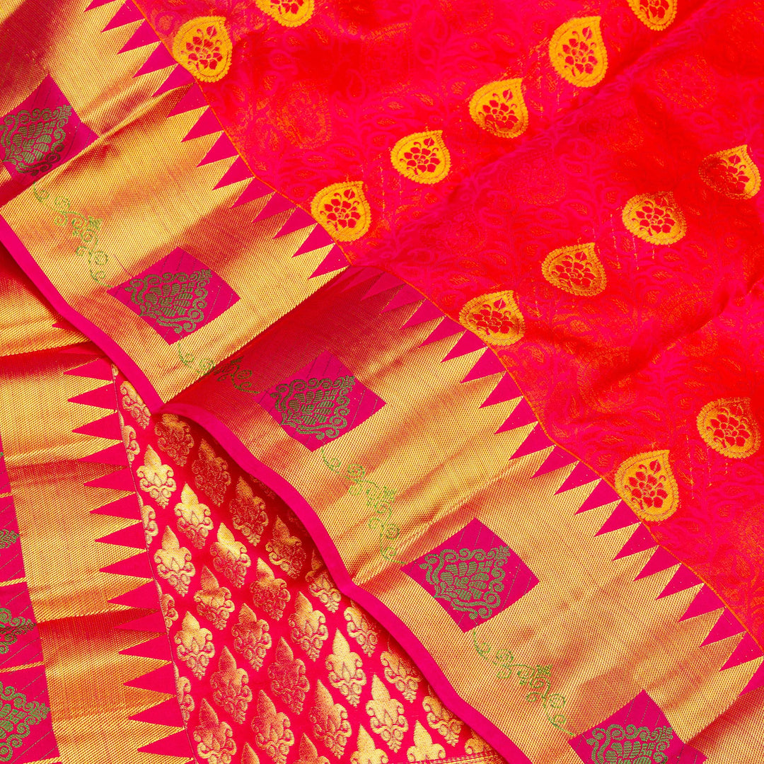 Kuberan Orange Pure Silk Saree