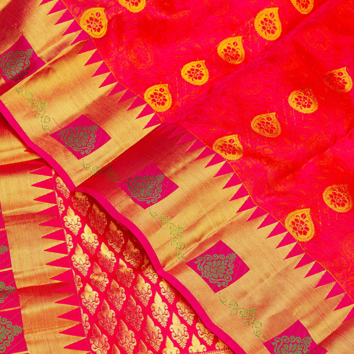 Kuberan Orange Pure Silk Saree