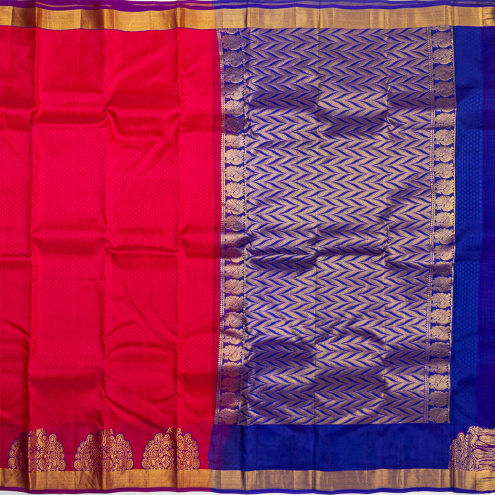 Kuberan Red Blue Pure Silk Saree