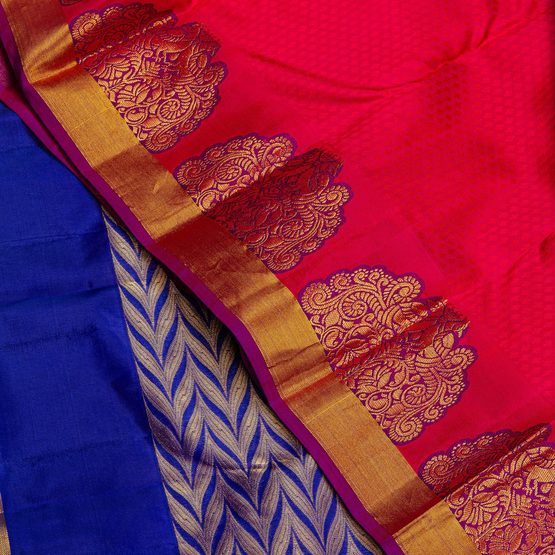 Kuberan Red Blue Pure Silk Saree