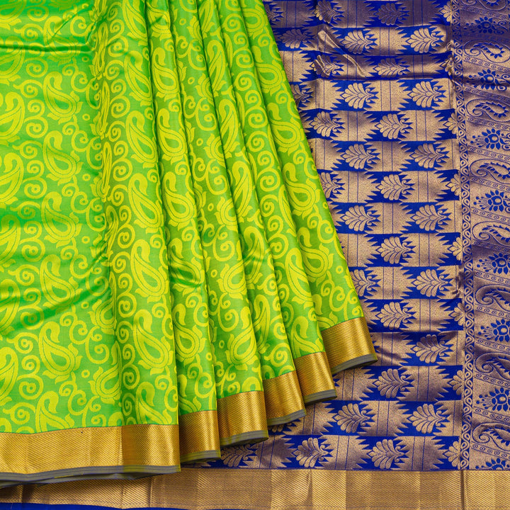 Kuberan Parrot Green Pure Silk Saree