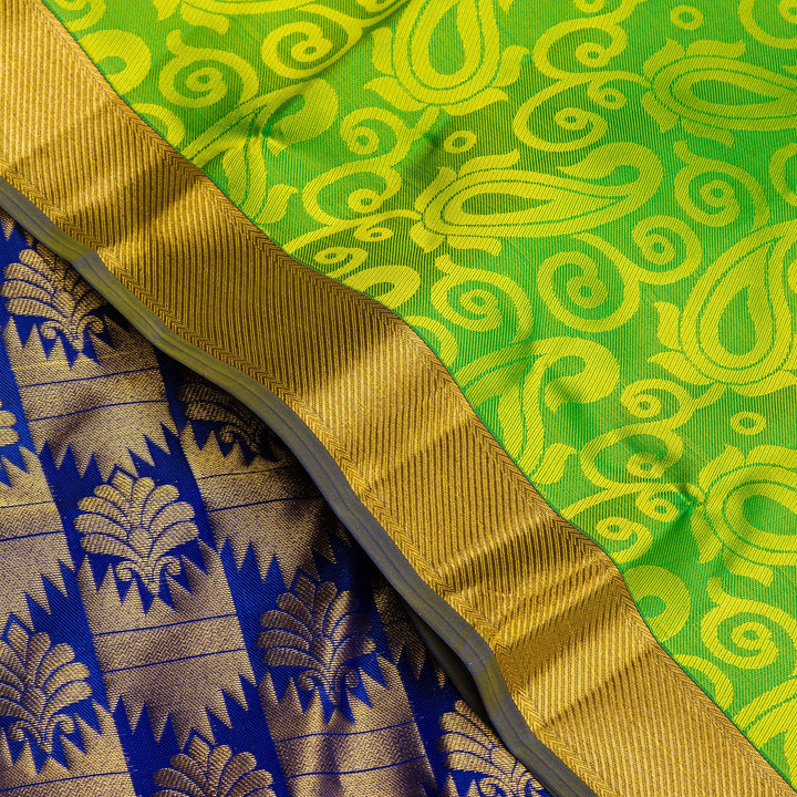 Kuberan Parrot Green Pure Silk Saree