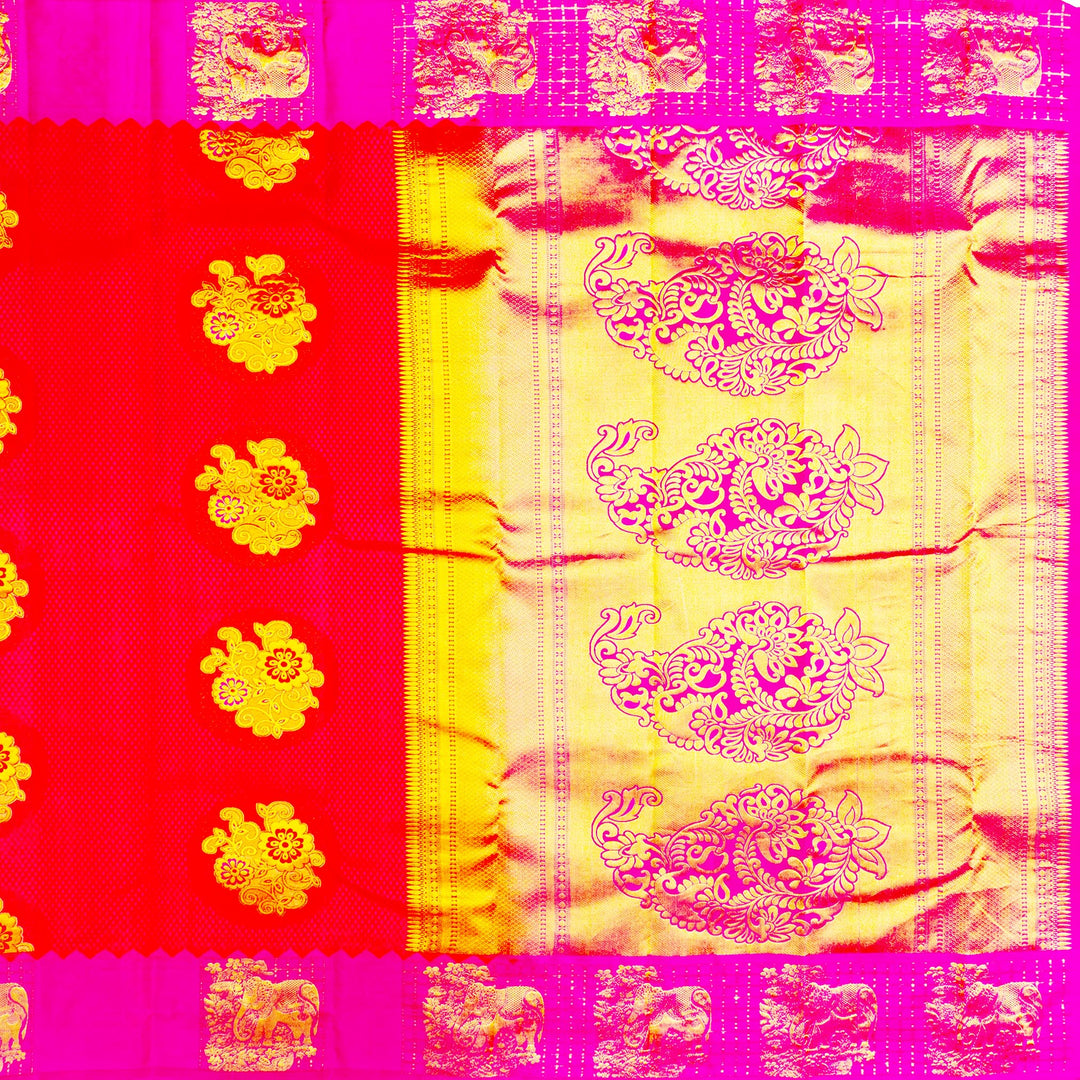 Kuberan Orange Pure Silk Saree