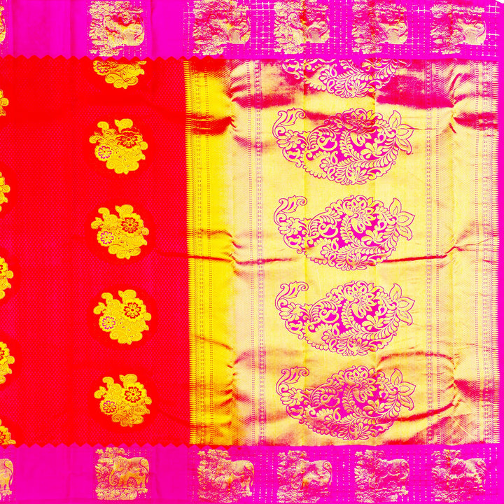 Kuberan Orange Pure Silk Saree