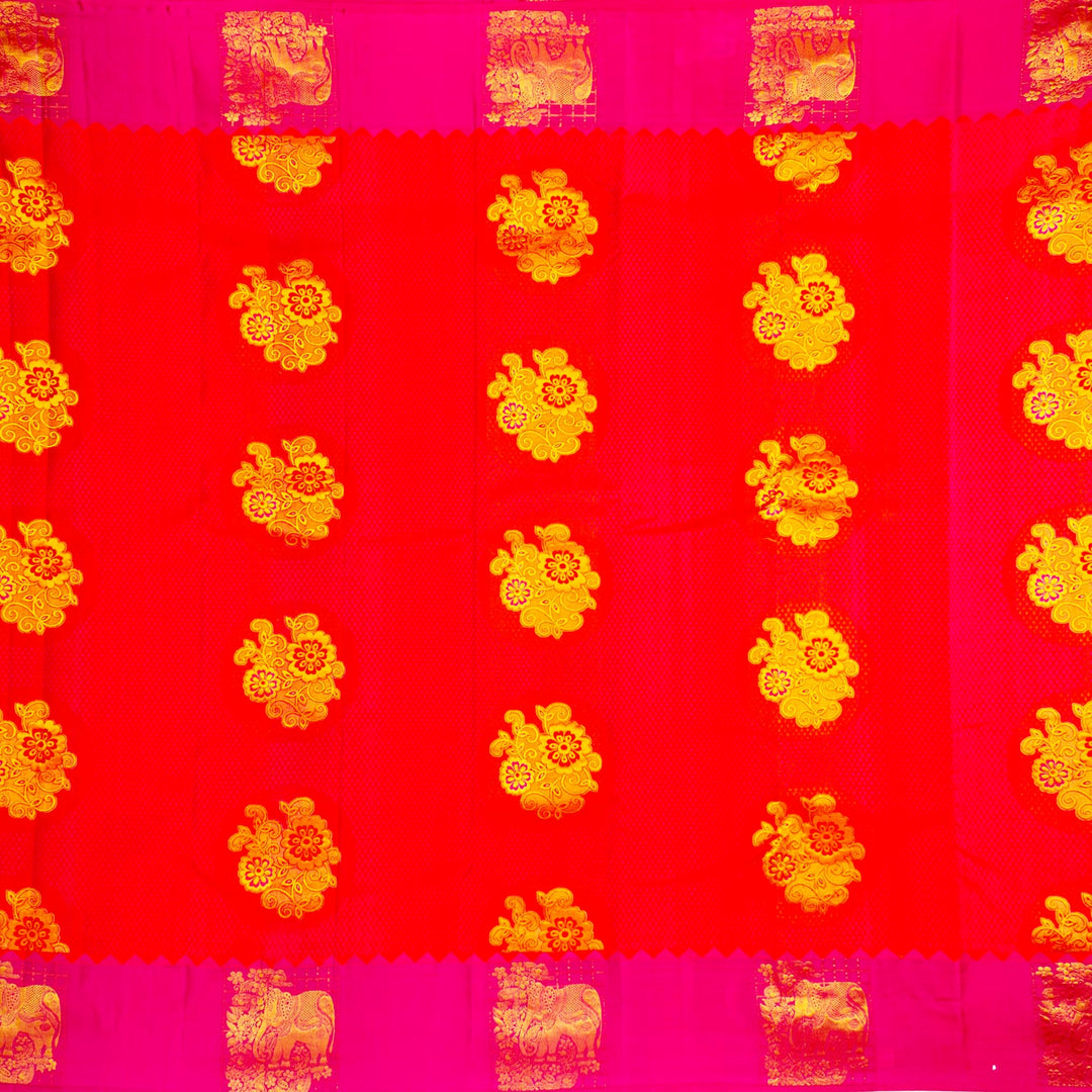 Kuberan Orange Pure Silk Saree